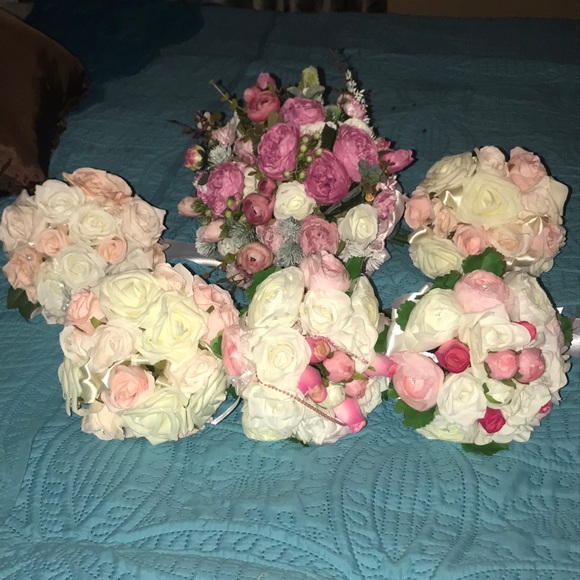 7pc bridal bouquet set with unity candle - Picture 2 of 8